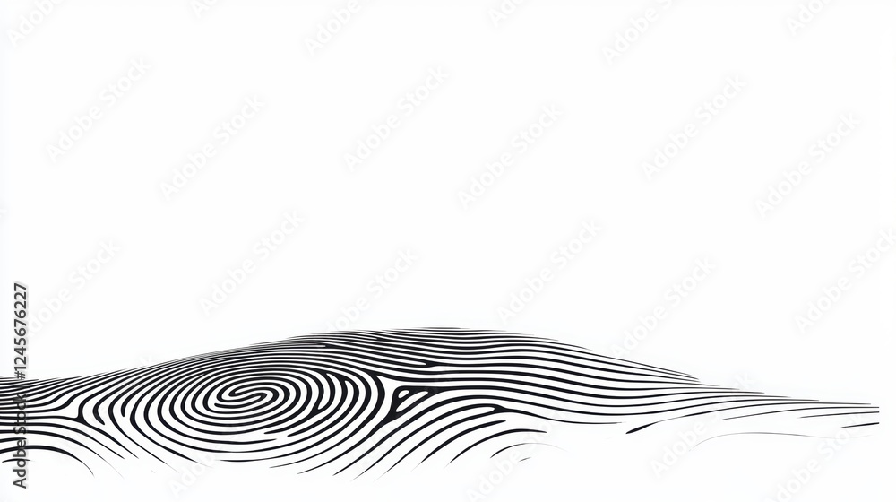 Poster abstract black line design resembling fingerprint patterns on white background