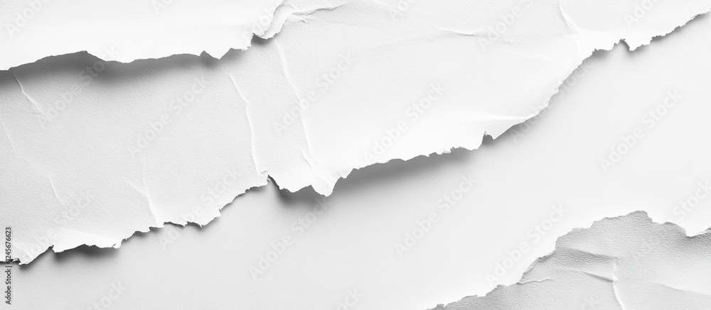 Fototapete torn white paper texture featuring rough edges layered in subtle depth creating an ideal background 