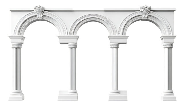 Set of classical column arches isolated on transparent background