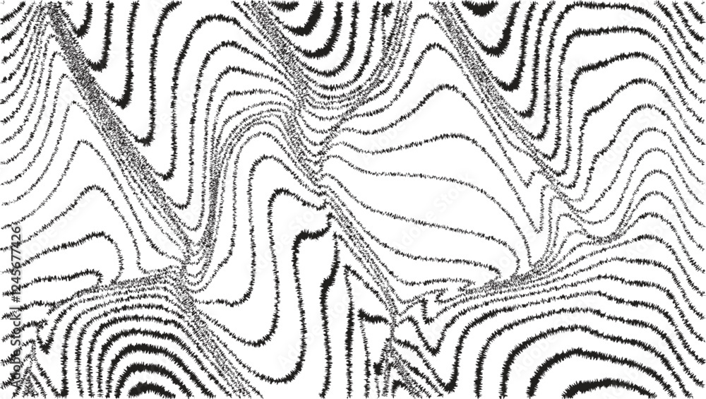 Poster glitch effect . distorted speed lines .abstract flow lines background . fluid wavy shape .rough edge