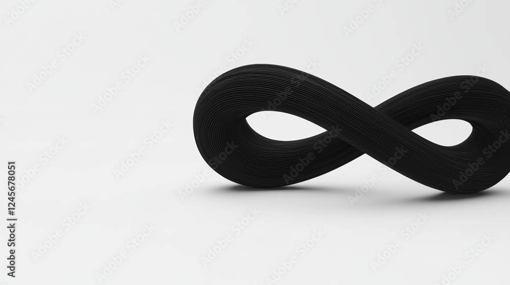 Poster smooth curved black infinity loop on minimalist background with abstract design