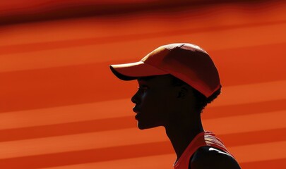 Silhouette of a runner wearing an orange cap