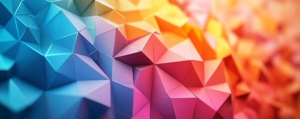 Obraz premium Colorful polygon mesh, 3D render, Generative AI