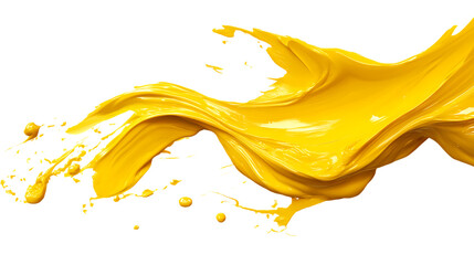 Transparent PNG available Yellow paint stroke isolated on transparent or white background