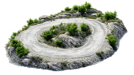 Twisty road isolated on transparent or white background