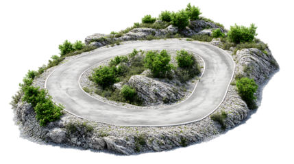 Twisty road isolated on transparent or white background