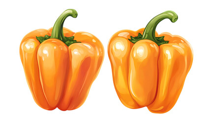 Two orange habanero peppers isolated on transparent or white background