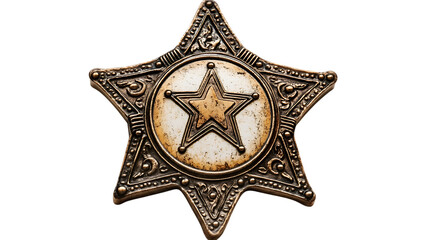 Vintage sheriff badge isolated on transparent or white background