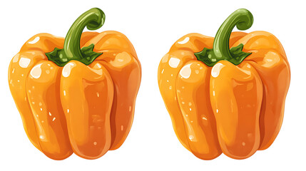 Two orange habanero peppers isolated on transparent or white background