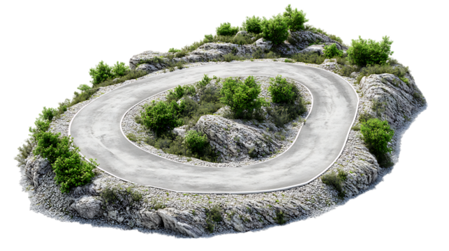 Twisty road isolated on transparent or white background