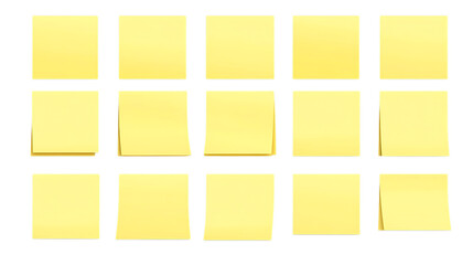 Yellow sticky post it note isolated on transparent or white background