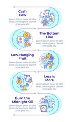 Financial profits regulation infographic vertical sequence. Income management, regulation. Visualization infochart with 5 steps. Circles workflow. Montserrat SemiBold, Lato Regular fonts used © bsd studio
