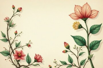 Delicate botanical illustration, antique charm , blossom, romantic
