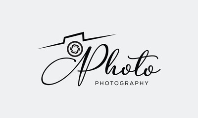 camera logo, modern photography modern signature logo icon vector