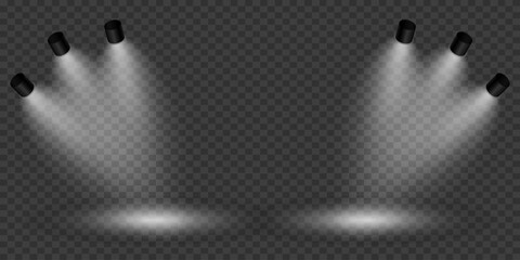 Obraz premium Magic stage lighting effect. Spotlight light effect. On a transparent background.