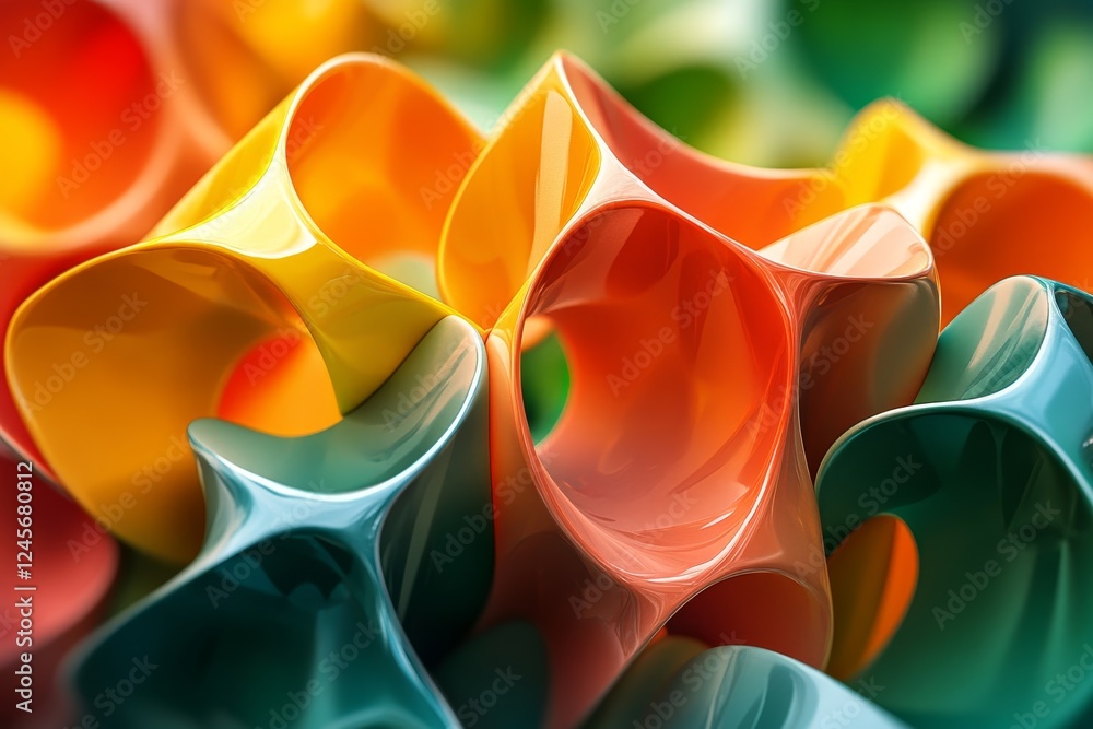 Aufkleber abstract 3d illustration of vibrant geometric shapes forming intricate patterns., generative ai