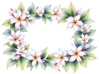 Fototapeta premium watercolor frame of jasmine flowers with copy space
