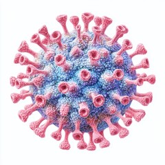 Microscopic Virus Particle, Isolated,  Medical Illustration, White Background, Healthcare