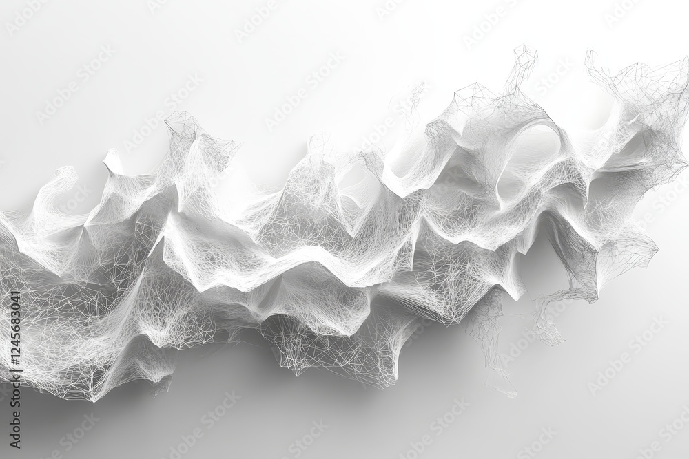 Poster Abstract 3D rendering of chaotic polygons forming a dynamic wave., Generative AI