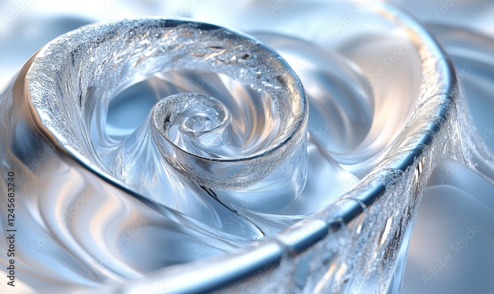 Poster abstract 3d composition of spiraling shards with metallic textures., generative ai