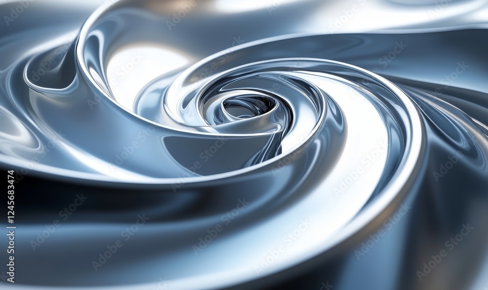 Poster abstract 3d composition of metallic rods forming a spiral. minimalistic background., generative ai
