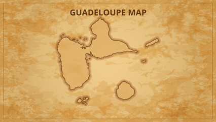 A Vintage Map Depicting the Borders of the Guadeloupe. Guadeloupe map with federal states in A vintage map based background, Political Guadeloupe Map