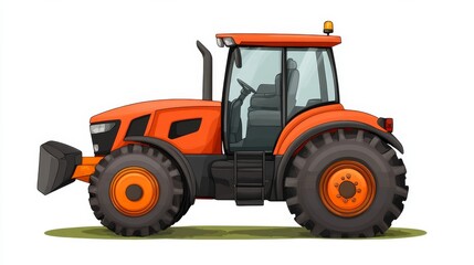 Obraz premium Vibrant Orange Tractor Illustration