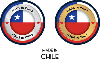 Made in Chile. Premium labels, stickers, pointer, badge and symbol of Chile flag icon. Collection vector illustration