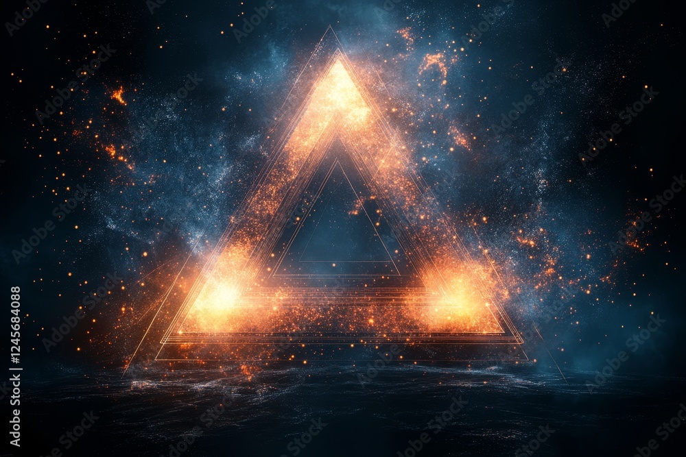 Poster abstract polygonal design with interlocking triangles. minimalistic futuristic background, generativ
