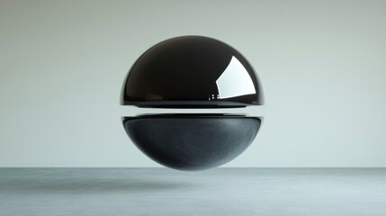 Futuristic spinning sphere digital realm 3d render minimalist space eye-level view tech concept