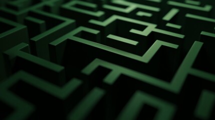 Abstract Green Labyrinth: A 3D Maze of Intrigue and Complexity