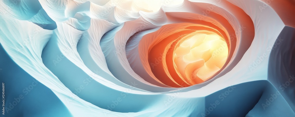 Poster abstract spiral structure, 3d render, generative ai