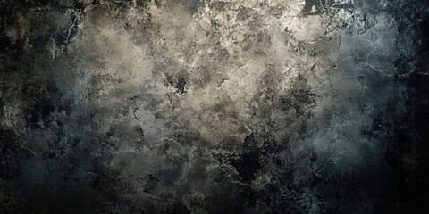 Textured grunge wallpaper background with dark tones of gray and black, featuring a rough surface and illuminated patches, evoking a moody atmosphere.