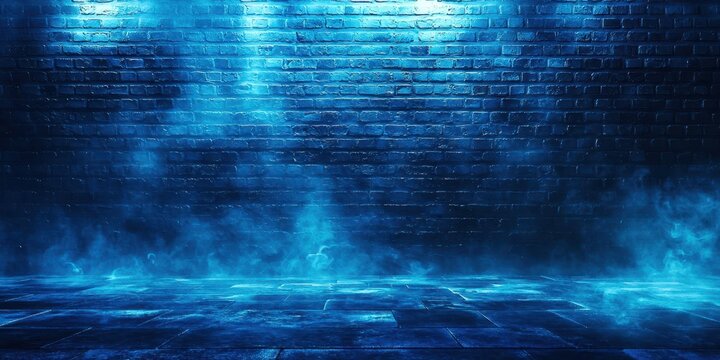 Blue brick wall with a blue sky background