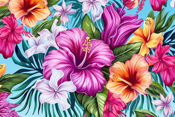 Vibrant Tropical Hibiscus and Floral Blossoms