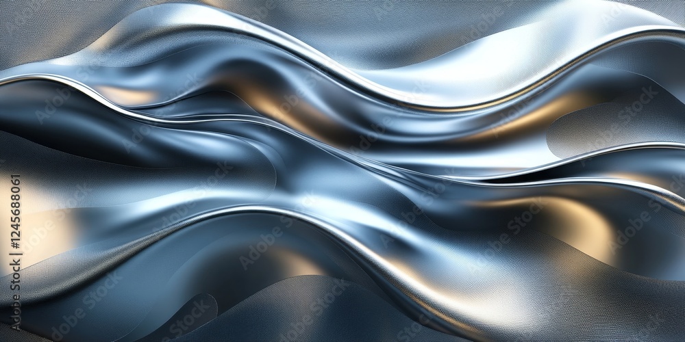Poster abstract 3d rendering of metallic hexagons twisting into a spiral., generative ai