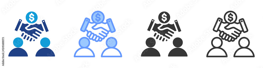 Poster Peer to peer lending icon set multiple style collection