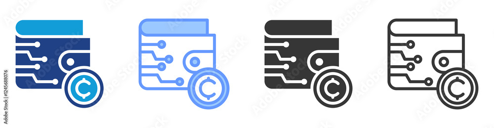 Poster cryptocurrency wallet icon set multiple style collection