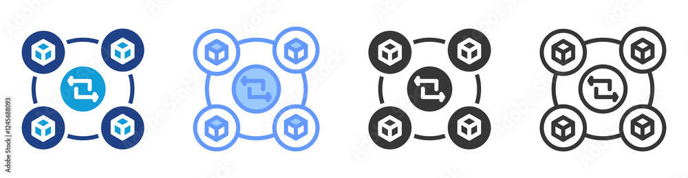 Poster Decentralized exchange icon set multiple style collection