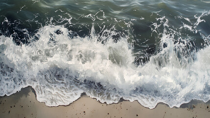 Fototapeta premium View from above, waves on the beach