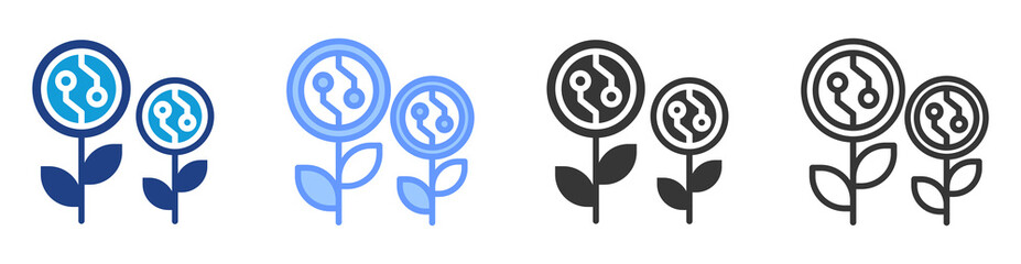 Yield farming icon set multiple style collection
