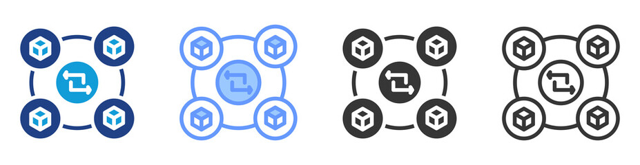 Decentralized exchange icon set multiple style collection