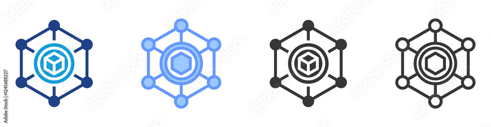 Poster Asset tokenization icon set multiple style collection