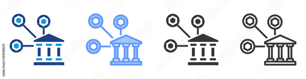 Poster decentralized governance icon set multiple style collection
