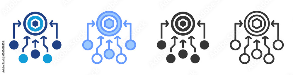 Poster Staking pool icon set multiple style collection