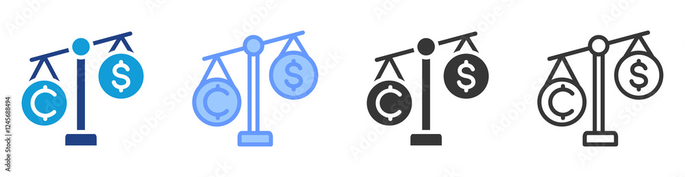 Poster impermanent loss icon set multiple style collection