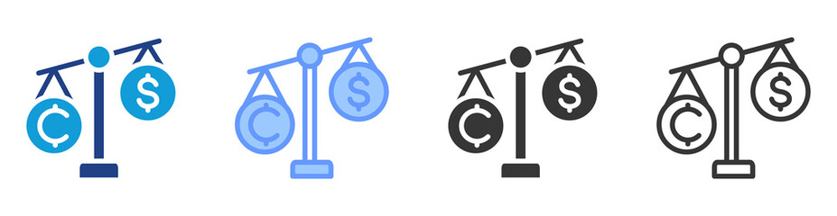 Impermanent loss icon set multiple style collection