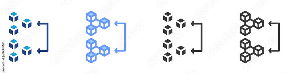 Poster Blockchain interoperability icon set multiple style collection