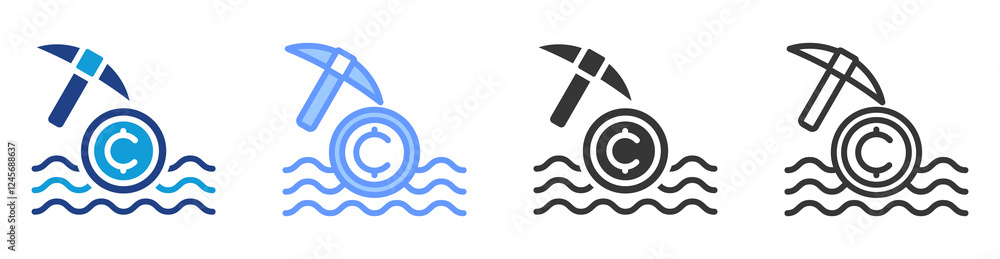 Poster Liquidity mining icon set multiple style collection