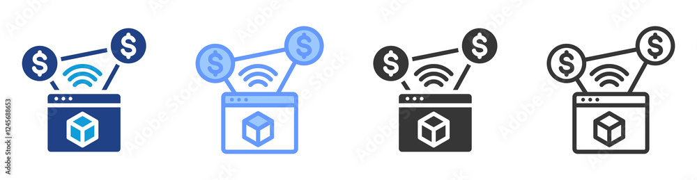 Poster Decentralized derivative icon set multiple style collection